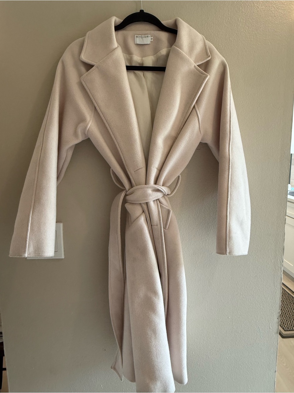 Cream Wrap Trench Coat with Belt